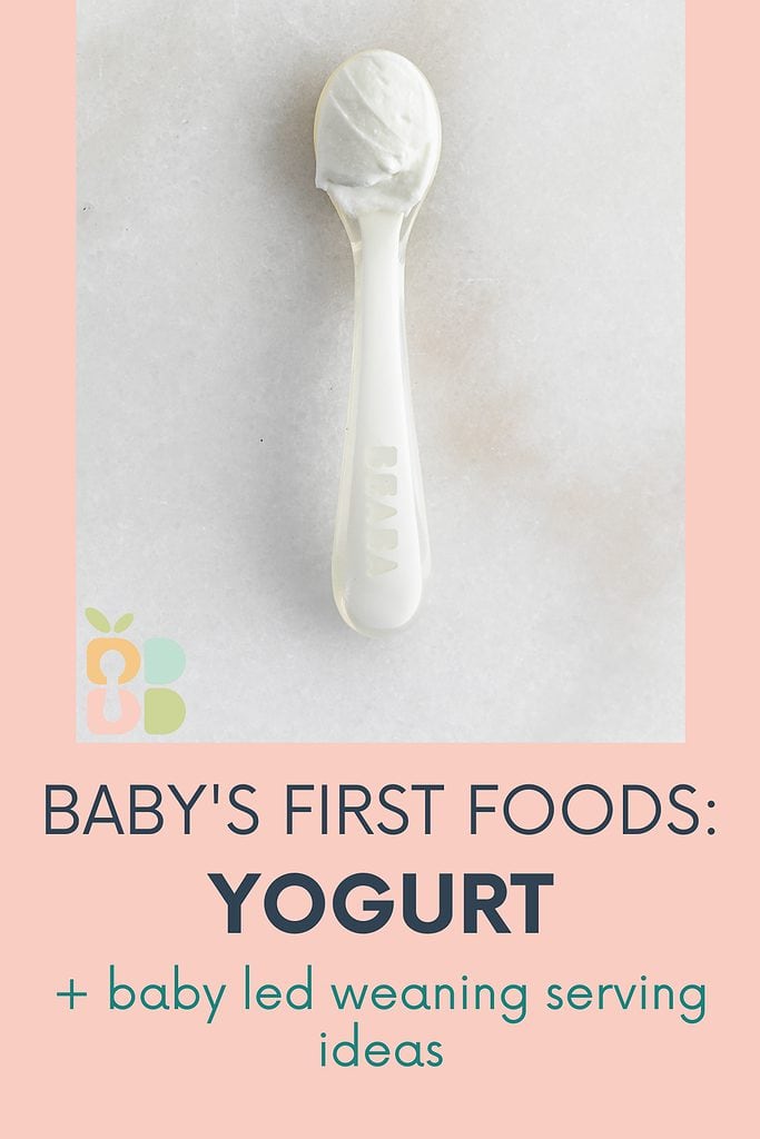 baby spoonful of yogurt with text overlay.
