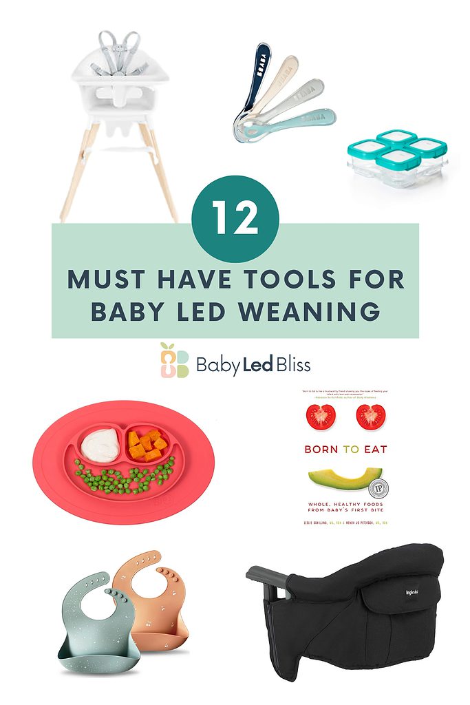 graphic with multiple baby led weaning products with text overlay.