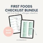 first foods checklist bundle mockups on ipads with text overlay.