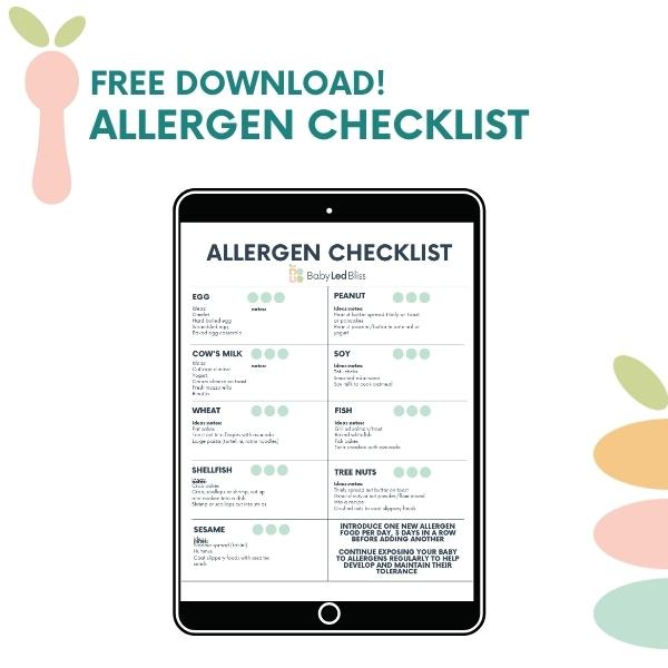 ipad mockup with allergen checklist on it.