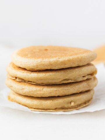 stack of plain baby buttermilk pancakes.