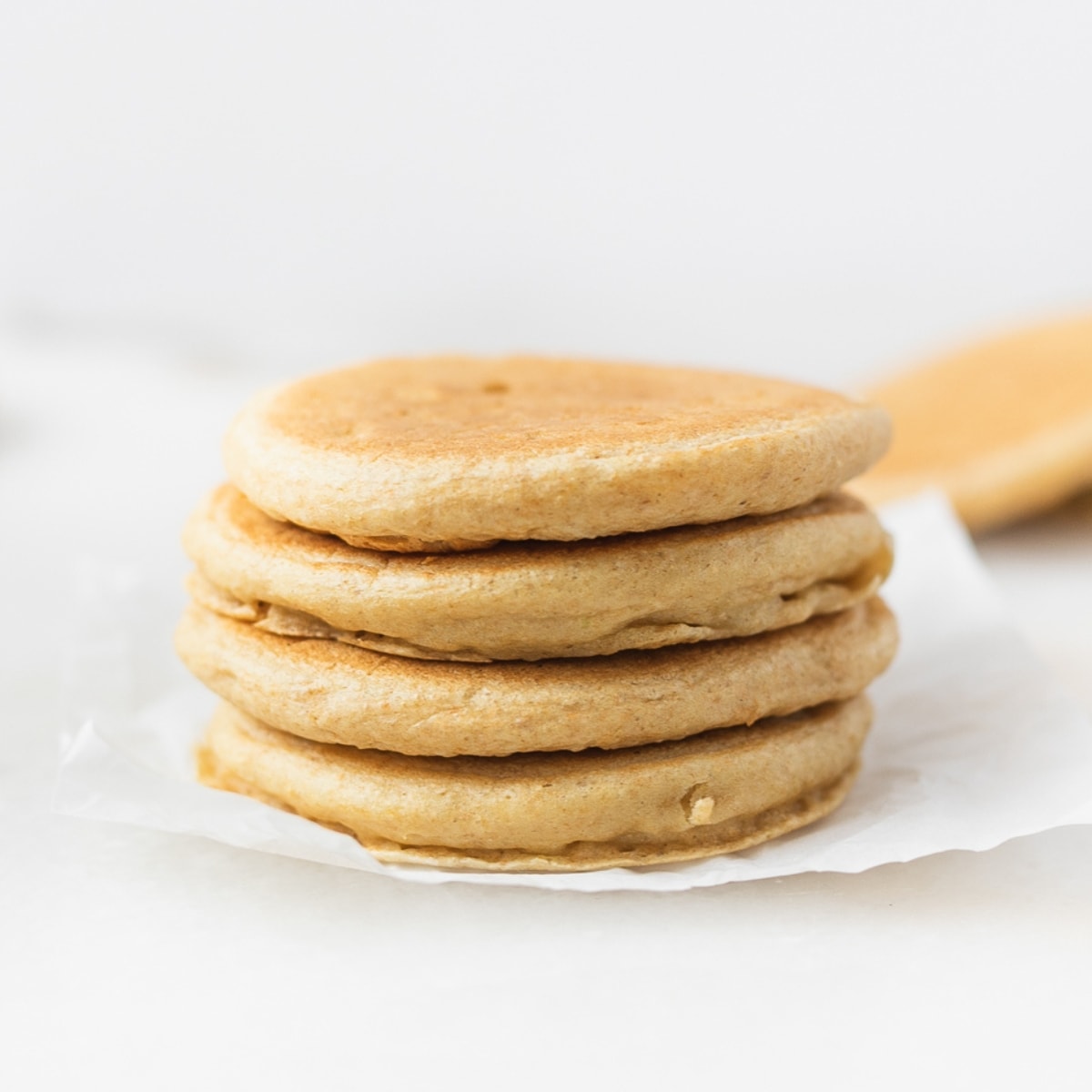 stack of plain baby buttermilk pancakes.