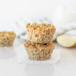 two zucchini apple baked oatmeal cups stacked.