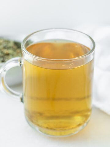 glass mug of lactation tea.